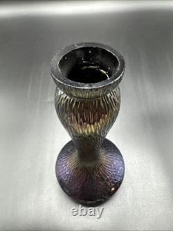 Vintage Loetz/ Czech/ Kralik Purple Carnival Iridescent Crackle Glass Vase