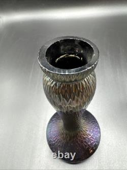 Vintage Loetz/ Czech/ Kralik Purple Carnival Iridescent Crackle Glass Vase