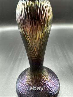 Vintage Loetz/ Czech/ Kralik Purple Carnival Iridescent Crackle Glass Vase