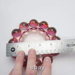 Vintage Mid Century MCM Heavy Carnival Glass Knobbed Iridescent Ashtray