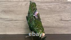 Vintage Millersburg Carnival Glass Nesting Swan Ruffled Bowl Diamond Fan Green