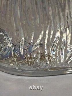 Vintage Mosser Glass Cat Figurine Crystal Carnival Iridescent 3 Ohio
