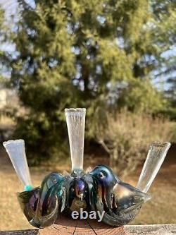 Vintage Murano Italy Glass 3 Birds Iridescent Figurine Archimede Seguso RARE
