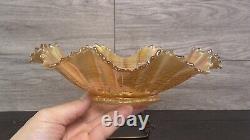 Vintage Northwood Carnival Glass Embroidered Mums Marigold Bowl