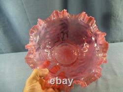 Vintage Northwood Cranberry Opalescent Glass Poinsettia Pattern Bowl 10 Wide