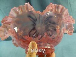 Vintage Northwood Cranberry Opalescent Glass Poinsettia Pattern Bowl 10 Wide