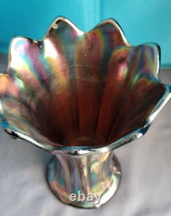 Vintage Northwood Thin Rib Iridescent Amethyst carnival glass vase