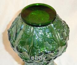 Vintage Ohio Imperial Glass Poppy Show Vase Carnival Helios Green Floral Large