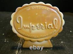 Vintage Oval Imperial Caramel Slag Carnival Glass Dealer Sign Excellent Cond