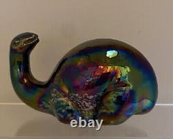 Vintage Pele's Glass Hawaii Iridescent Carnival Paperweight Figurine Dinosaur