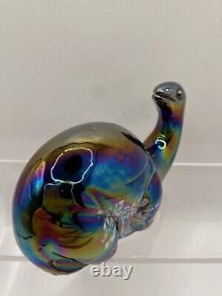 Vintage Pele's Glass Hawaii Iridescent Carnival Paperweight Figurine Dinosaur