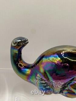 Vintage Pele's Glass Hawaii Iridescent Carnival Paperweight Figurine Dinosaur