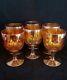Vintage marigold carnival iridescent glass water goblets SET OF SIX