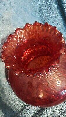 Vintage red iridescent carnival glass lampshade