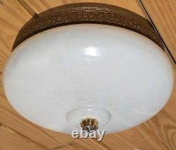 Vtg 1970's MCM Retro Iridescent Pearl Carnival Glass Shade Light Fixture