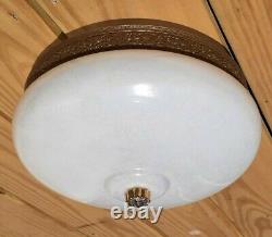 Vtg 1970's MCM Retro Iridescent Pearl Carnival Glass Shade Light Fixture