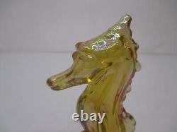 Vtg Fenton Carnival Art Glass Amber Gold Iridescent Seahorse Figurine 4 Tall