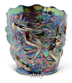 Vtg Fenton Mid-Century Iridescent Amethyst Carnival Glass Mermaid Vase Planter