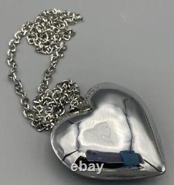 Vtg Iridescent Carnival Glass Lg Heart Pendant Necklace & Bracelet Set