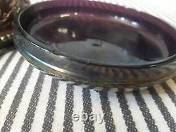 Vtg Northwood Grape & Cable Covered Iridescnt Amethyst Carnival Glass Jar & LID