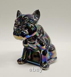 Westmoreland Amethyst Slag Iridescent Carnival Glass Bulldog Doorstop