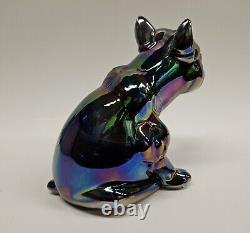 Westmoreland Amethyst Slag Iridescent Carnival Glass Bulldog Doorstop