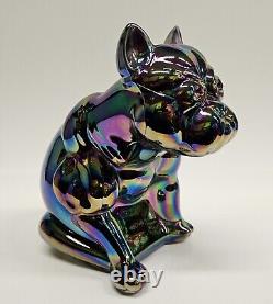 Westmoreland Amethyst Slag Iridescent Carnival Glass Bulldog Doorstop