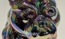 Westmoreland Amethyst Slag Iridescent Carnival Glass Bulldog Doorstop