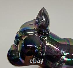 Westmoreland Amethyst Slag Iridescent Carnival Glass Bulldog Doorstop