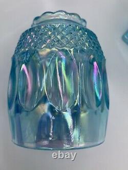 Westmoreland Aqua Blue Iridescent Carnival Glass Fairy Lamp