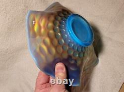 Westmoreland Blue Opalescent Glass Carnival Glass Pearly Dots Bowl