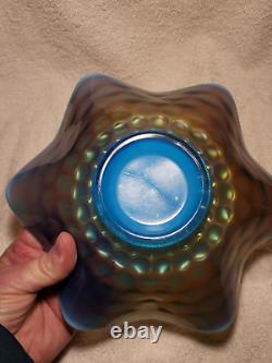 Westmoreland Blue Opalescent Glass Carnival Glass Pearly Dots Bowl