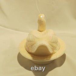 Westmoreland Glass Pink Carnival Duck Covered Candy Dish Iridescent Color MINT