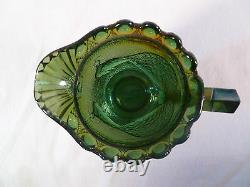 Westmoreland Iridescent Green Strutting Peacock Creamer Carnival Glass