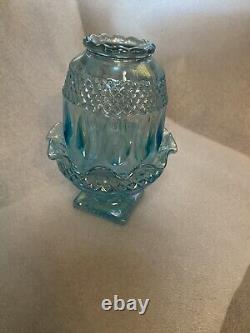 Westmoreland Marigold Blue Iridescent Carnival Glass Fairy Lamp