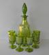 Westmoreland Paneled Grape Rare Iridescent Green Carnival Decanter & Glass Set